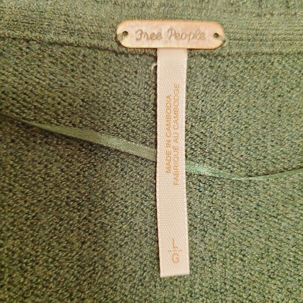 Free People Orion Sweater Large Green ALine V Neck Tunic Oversized Boho Slouchy - Picture 5 of 12